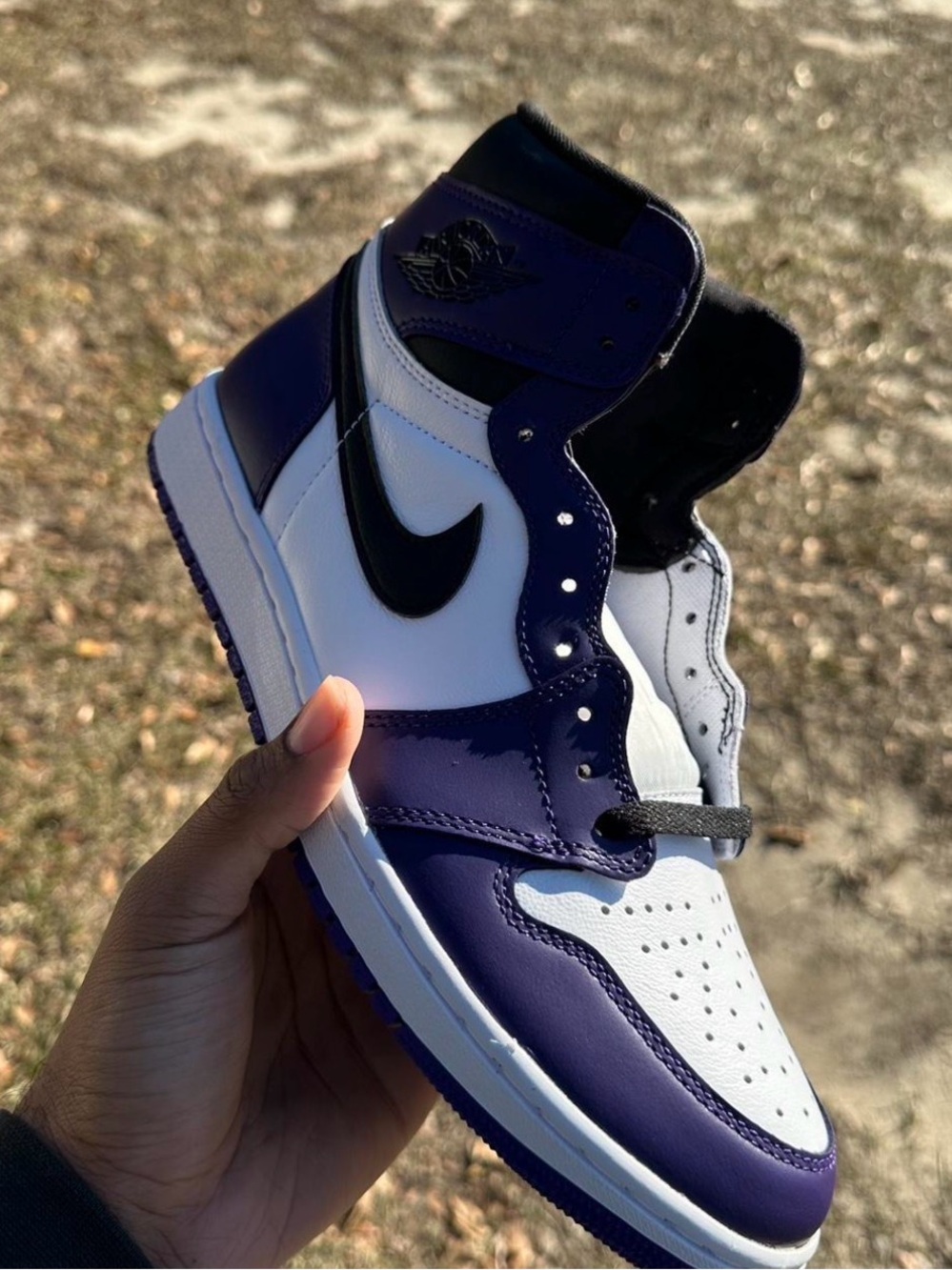 Nike Men's High-Top Sneakers in White, Purple & Black